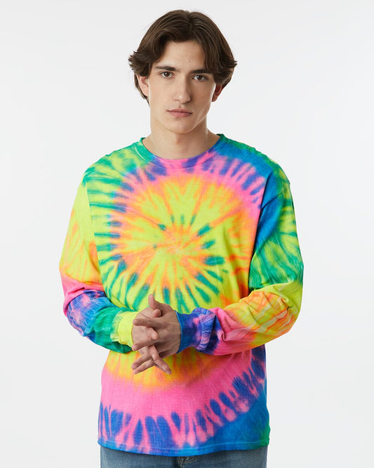 Dyenomite Multi-Color Spiral Tie-Dyed Long Sleeve T-Shirt - 240MS