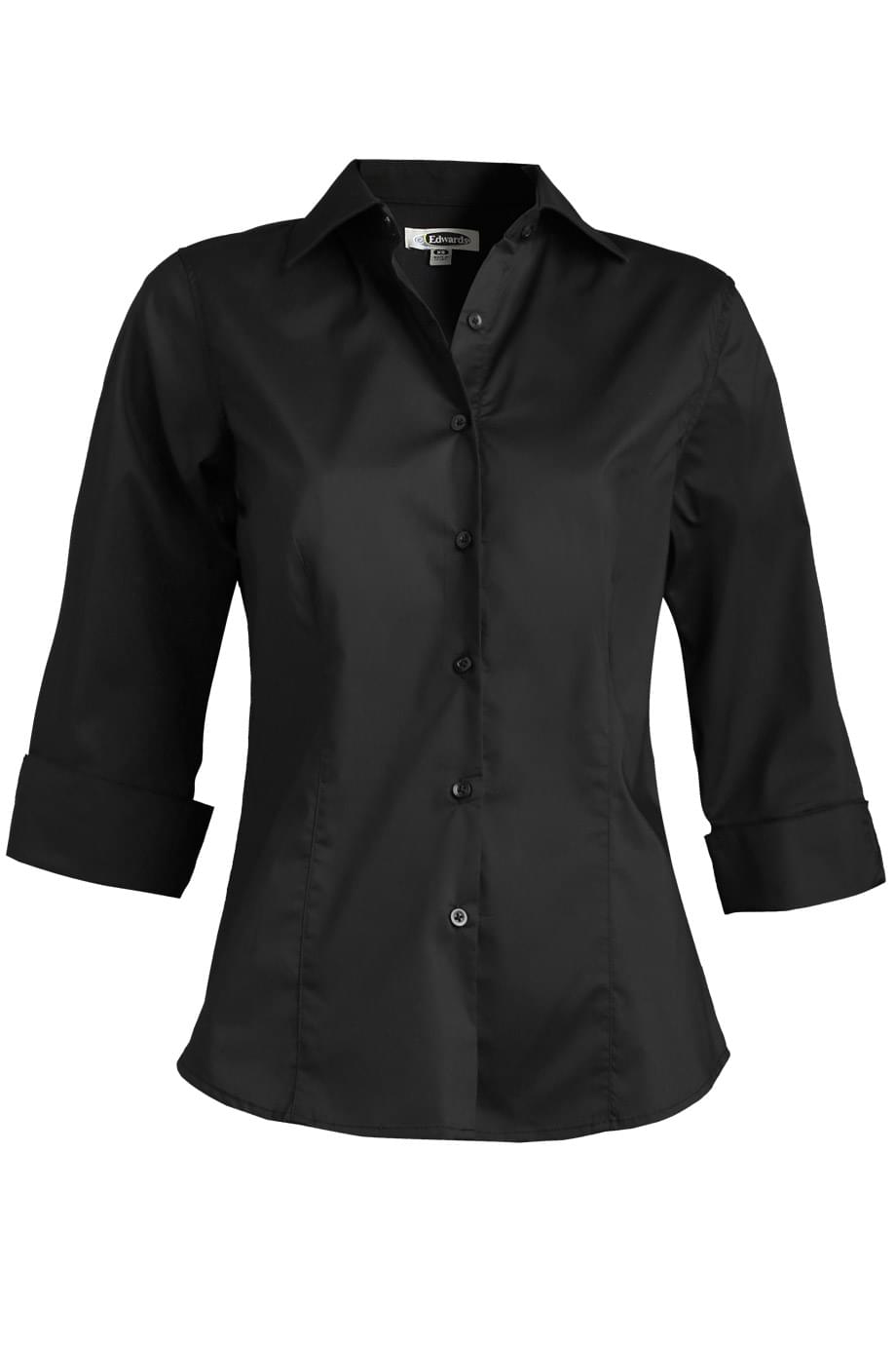 Ladies Tailored Full-Placket Stretch Blouse