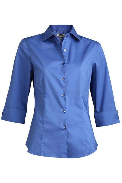 Ladies Tailored Full-Placket Stretch Blouse