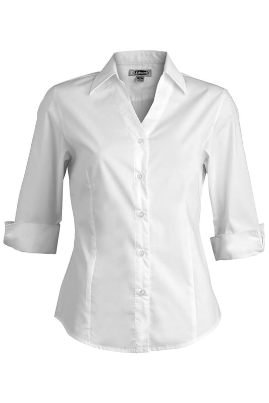Stretch Broadcloth Three Quarter Sleeve Ladies Shirt - 5045