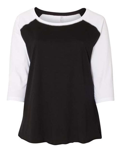 Women's Curvy Collection Baseball Three-Quarter Sleeve Tee