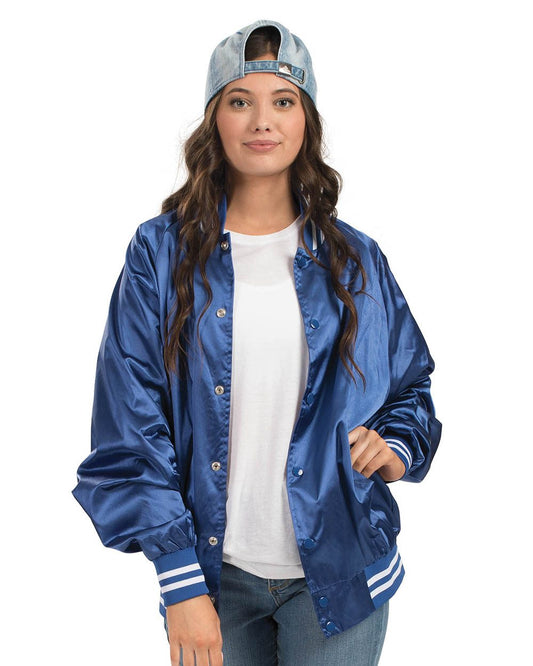 Augusta Sportswear Satin Baseball Jacket Striped Trim - 3610