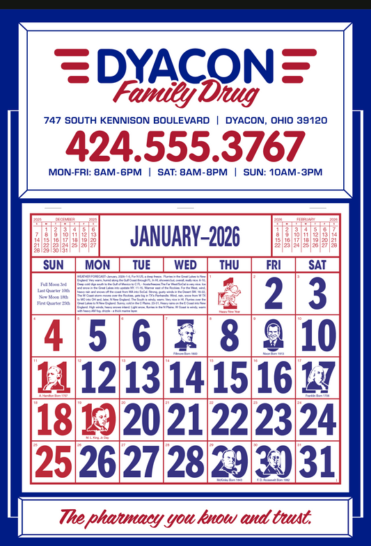 Skinner  Kennedy Apron Calendar-522-E