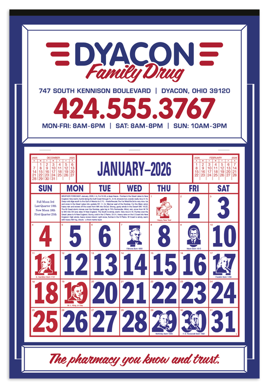 Skinner  Kennedy Apron Calendar-522-E