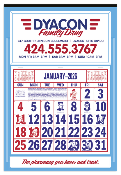 Skinner  Kennedy Apron Calendar-522-E