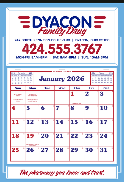 Skinner  Kennedy Apron Calendar-522-E