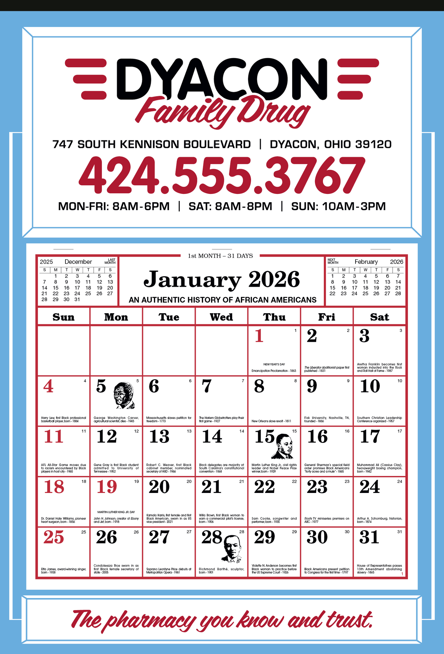Skinner  Kennedy Apron Calendar-522-E