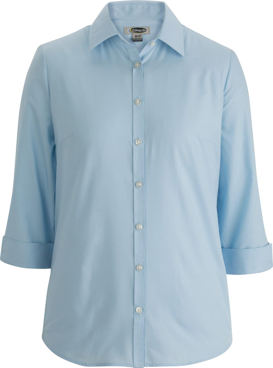 Essential Broadcloth Three Quarter Sleeve Ladies Shirt - 5355