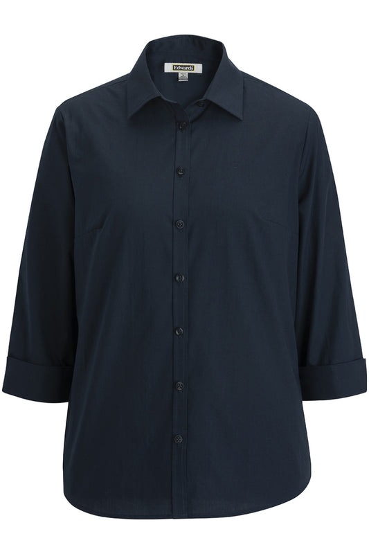 Essential Broadcloth Three Quarter Sleeve Ladies Shirt