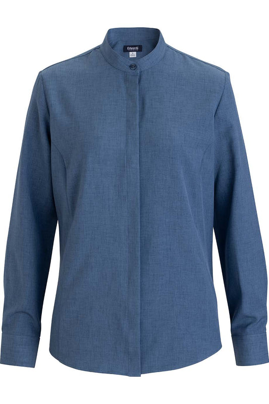 Flexbatiste Banded Collar Long Sleeve Ladies Shirt - 5382