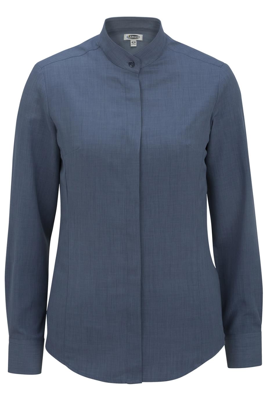 Ladies Batiste Banded Collar Shirt - 5392