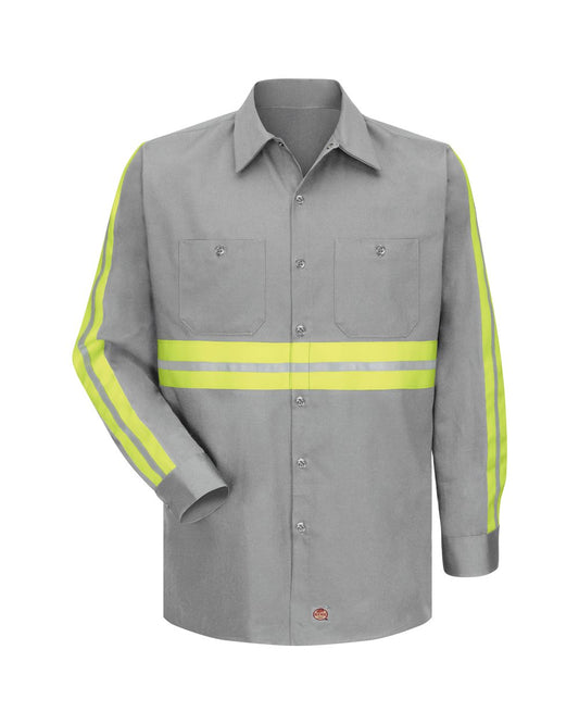 Red Kap Enhanced Visibility Long Sleeve Cotton Work Shirt - Tall Sizes - SC30ET