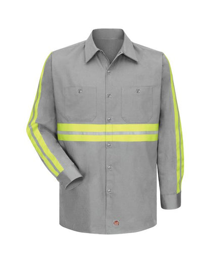 Men's Tall Enhanced Visibility Long Sleeve Cotton Work Shirt