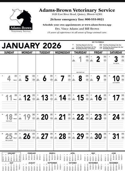 Triumph Calendars Black  White Contractor Memo Calendar-6100