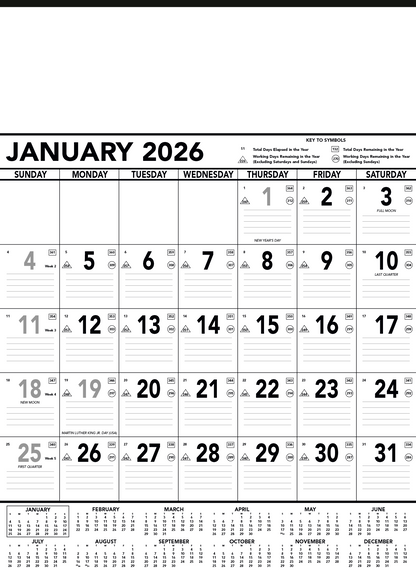 Triumph Calendars Black  White Contractor Memo Calendar-6100