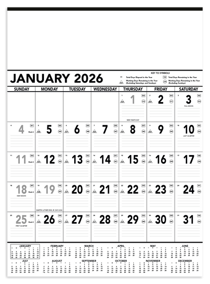 Triumph Calendars Black  White Contractor Memo Calendar-6100