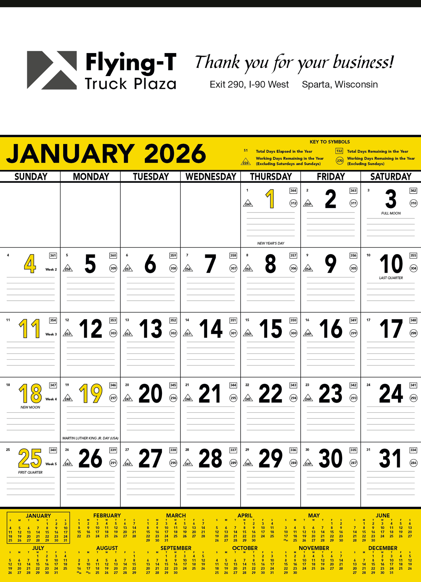 Triumph Calendars Yellow  Black Contractor Memo Calendar-6101