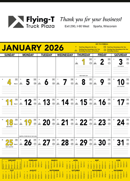 Triumph Calendars Yellow  Black Contractor Memo Calendar-6101