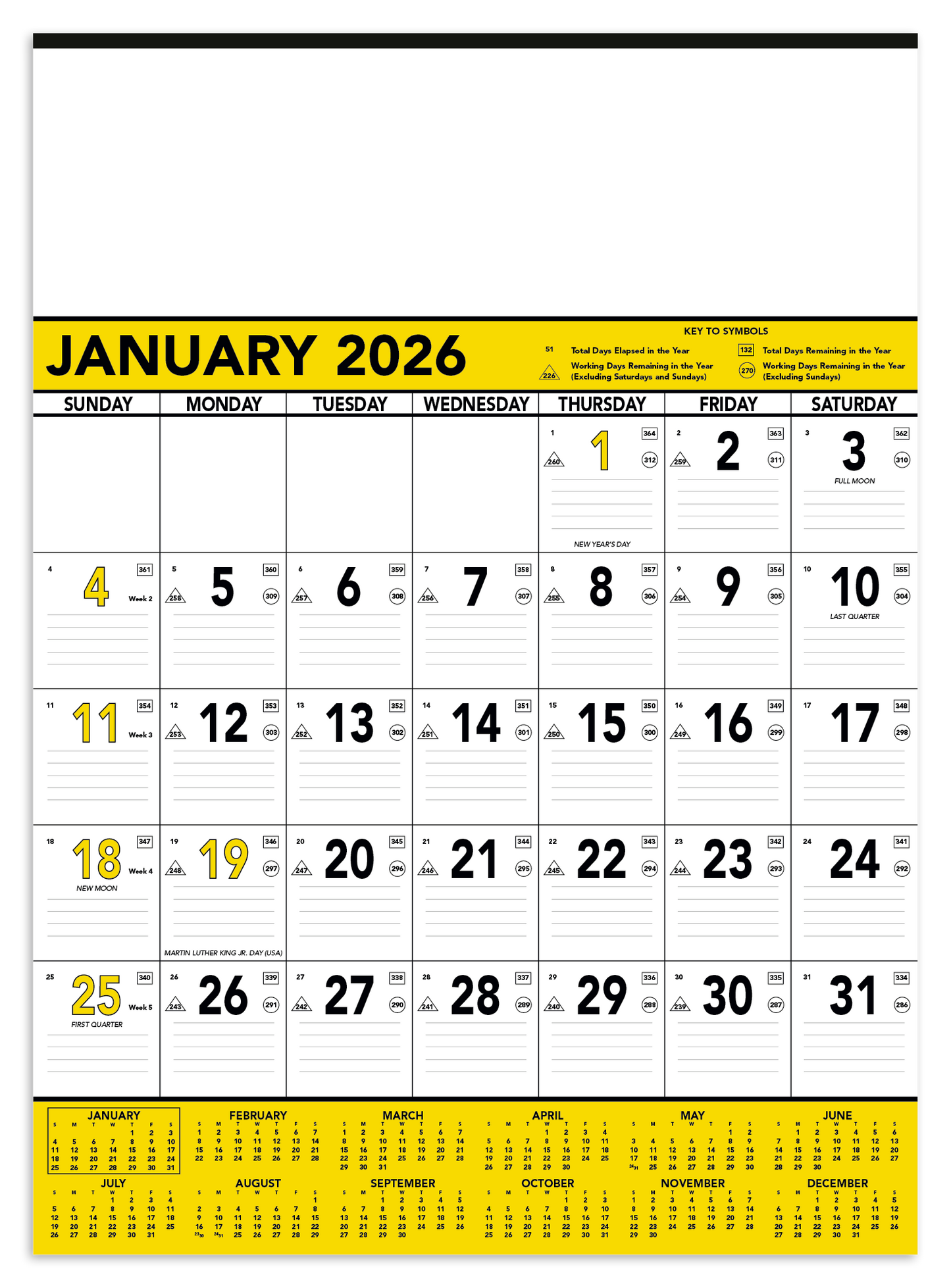 Triumph Calendars Yellow  Black Contractor Memo Calendar-6101