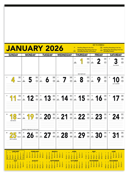 Triumph Calendars Yellow  Black Contractor Memo Calendar-6101
