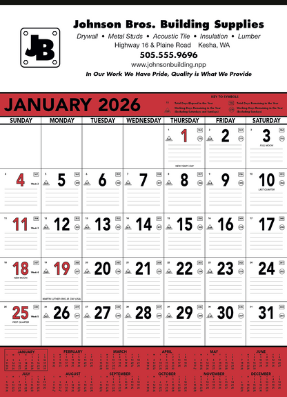 Triumph Calendars Red  Black Contractor Memo Calendar-6102