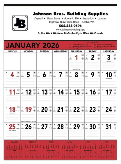 Triumph Calendars Red  Black Contractor Memo Calendar-6102