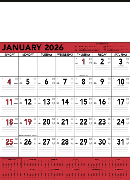 Triumph Calendars Red  Black Contractor Memo Calendar-6102