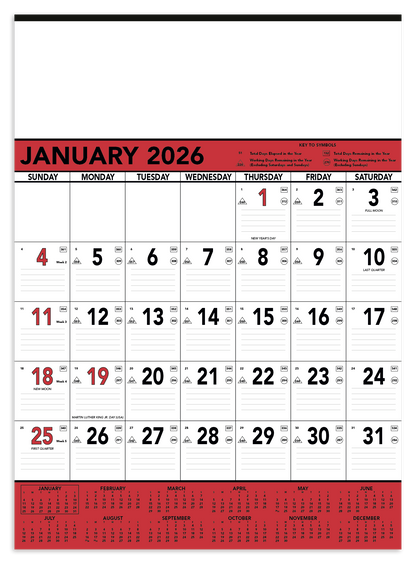 Triumph Calendars Red  Black Contractor Memo Calendar-6102