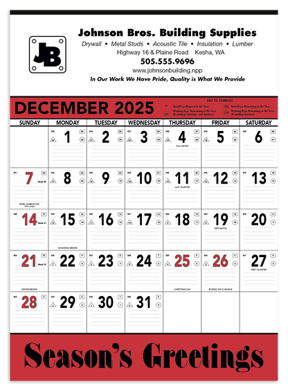 Triumph Calendars Red  Black Contractor Memo Calendar-6102