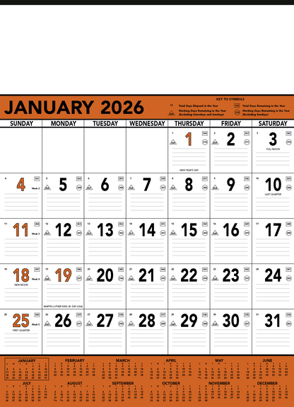 Triumph Calendars Orange  Black Contractor Memo Calendar-6103