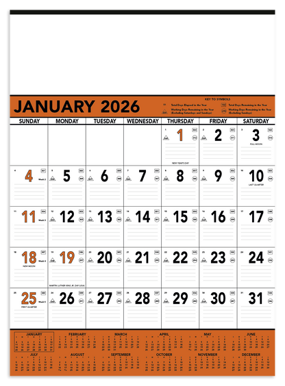 Triumph Calendars Orange  Black Contractor Memo Calendar-6103