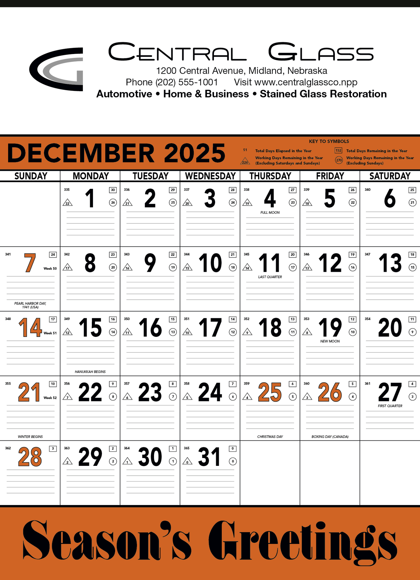 Triumph Calendars Orange  Black Contractor Memo Calendar-6103