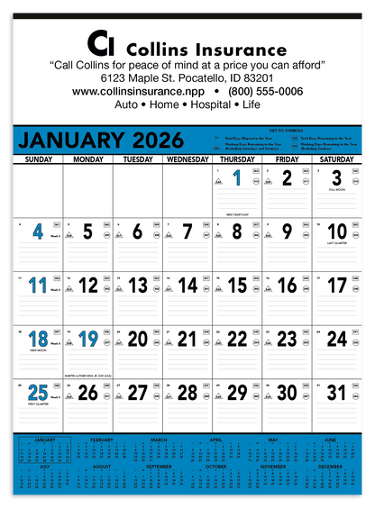 Triumph Calendars Blue  Black Contractor Memo Calendar-6104