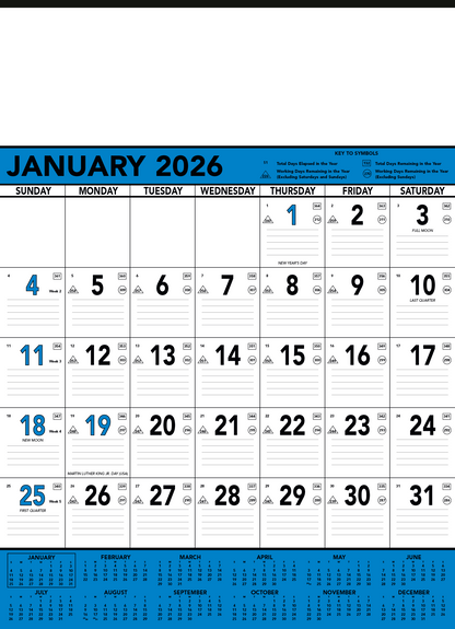 Triumph Calendars Blue  Black Contractor Memo Calendar-6104