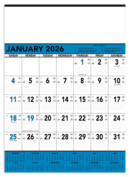 Triumph Calendars Blue  Black Contractor Memo Calendar-6104