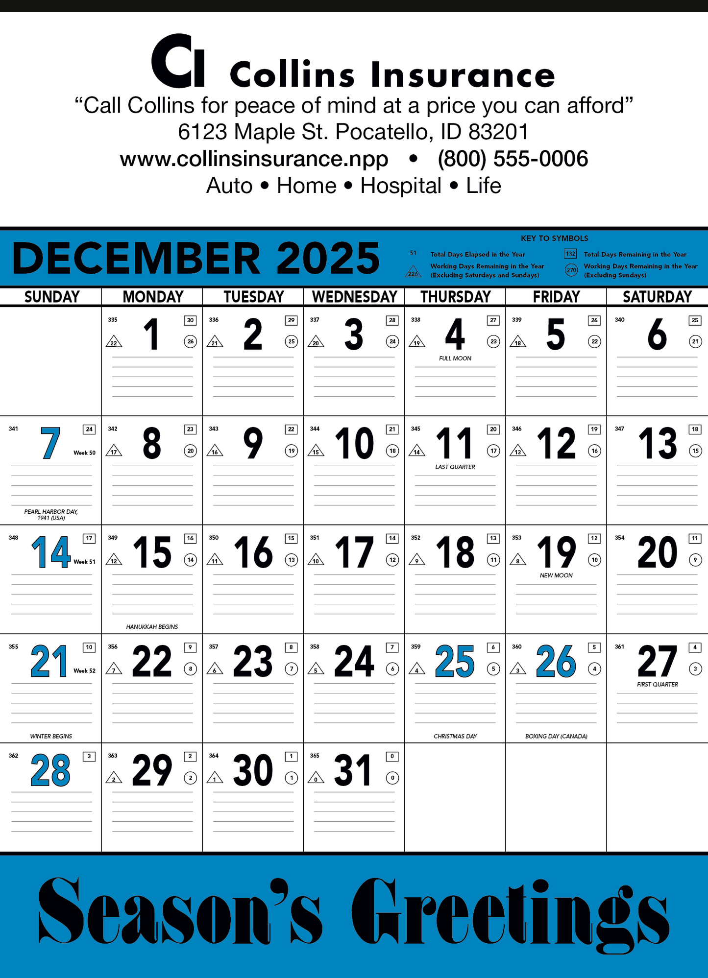 Triumph Calendars Blue  Black Contractor Memo Calendar-6104