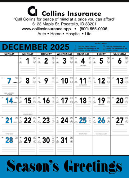 Triumph Calendars Blue  Black Contractor Memo Calendar-6104