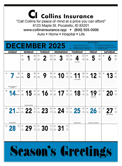 Triumph Calendars Blue  Black Contractor Memo Calendar-6104