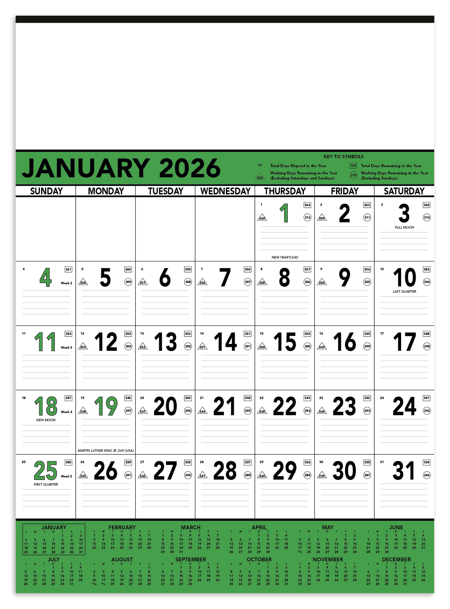 Triumph Calendars Green  Black Contractor Memo Calendar-6105