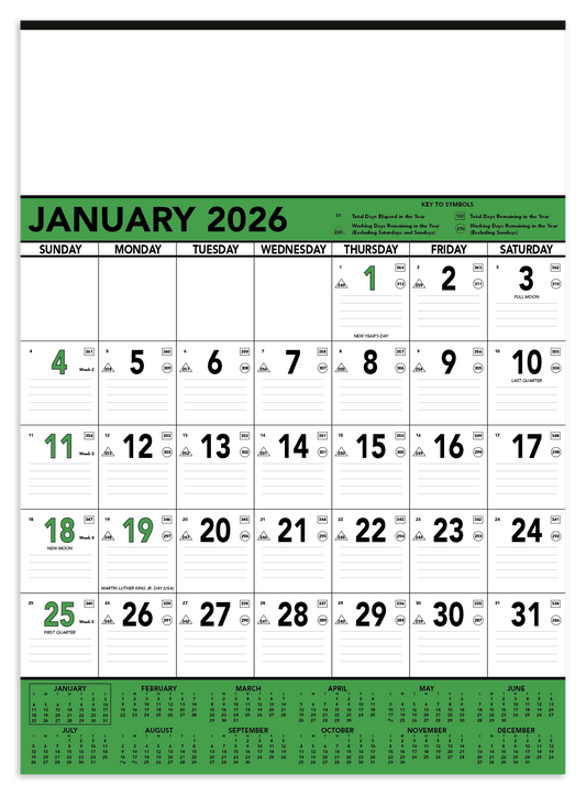 Triumph Calendars Green  Black Contractor Memo Calendar-6105