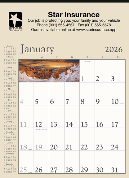 Triumph Calendars Decorator Memo Tan Calendar-6106