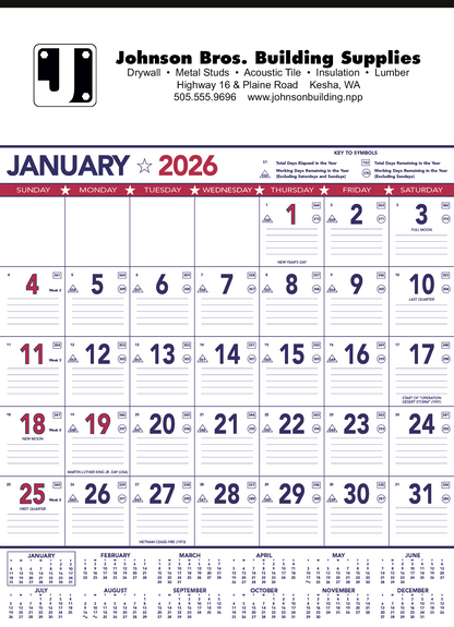 Triumph Calendars Patriotic Contractor Memo Calendar-6108