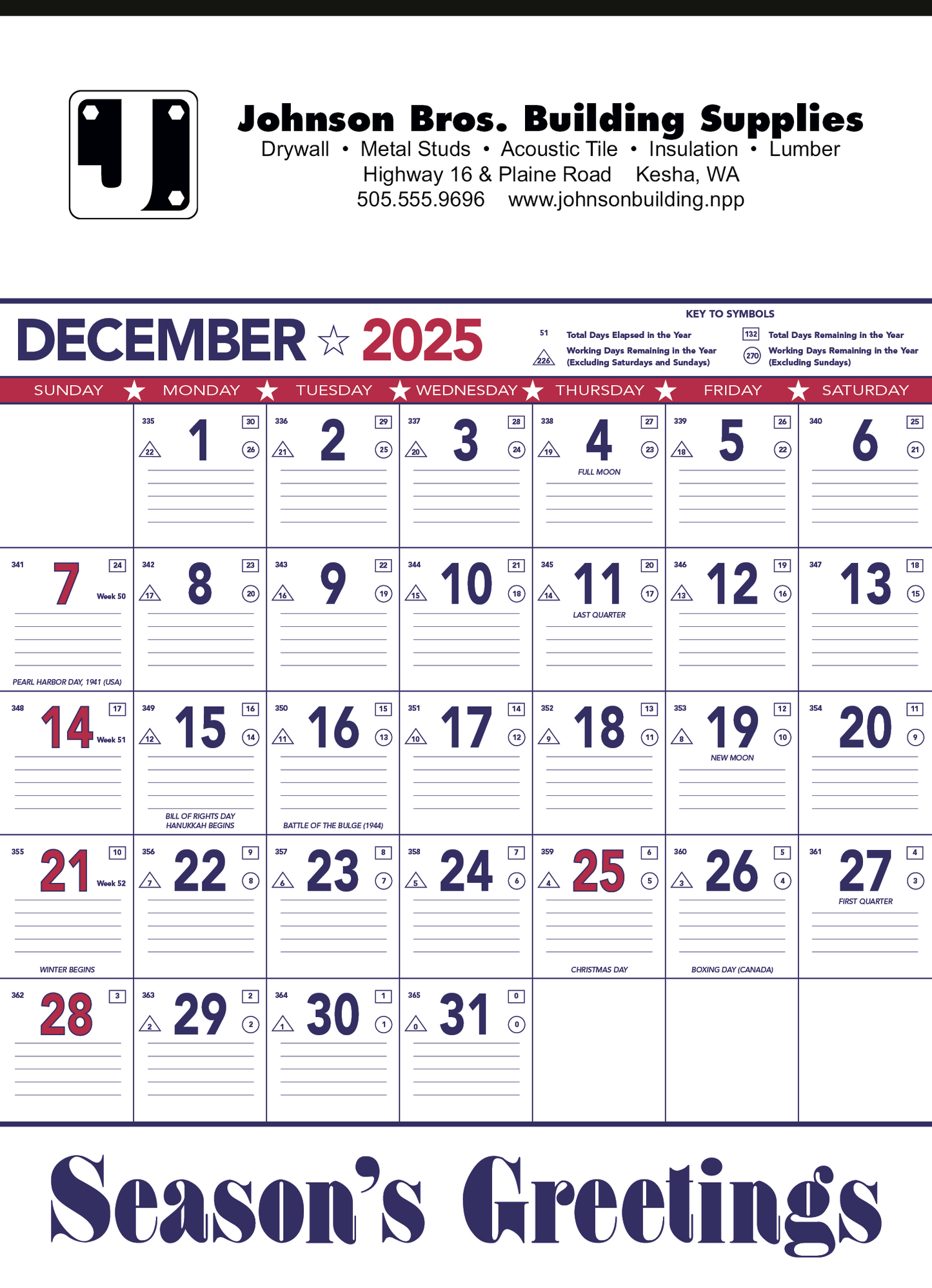 Triumph Calendars Patriotic Contractor Memo Calendar-6108