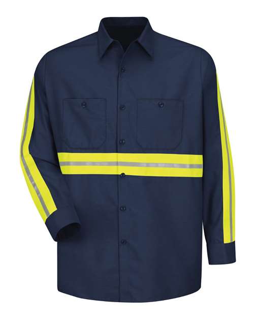 Men's Industrial Enhanced-Visibility Long Sleeve Work Shirt