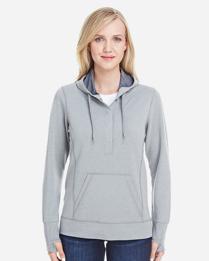 J. America Women’s Omega Stretch Snap-Placket Hooded Pullover - 8431