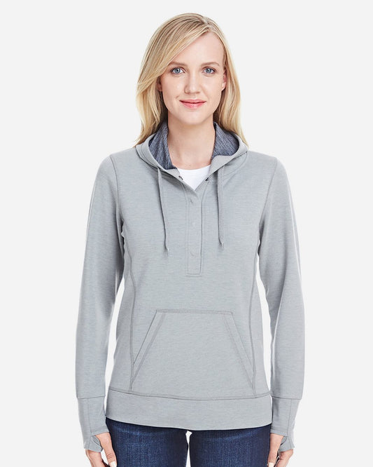 J. America Women’s Omega Stretch Snap-Placket Hooded Pullover - 8431