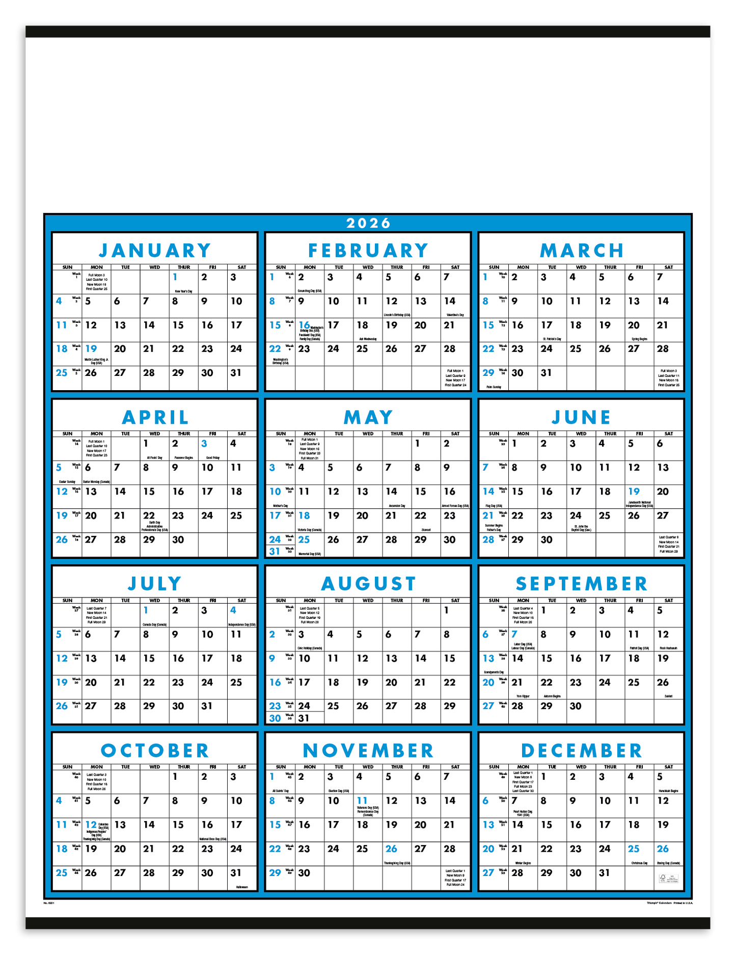 Triumph Calendars SpanAYear NonLaminated Calendar-6201