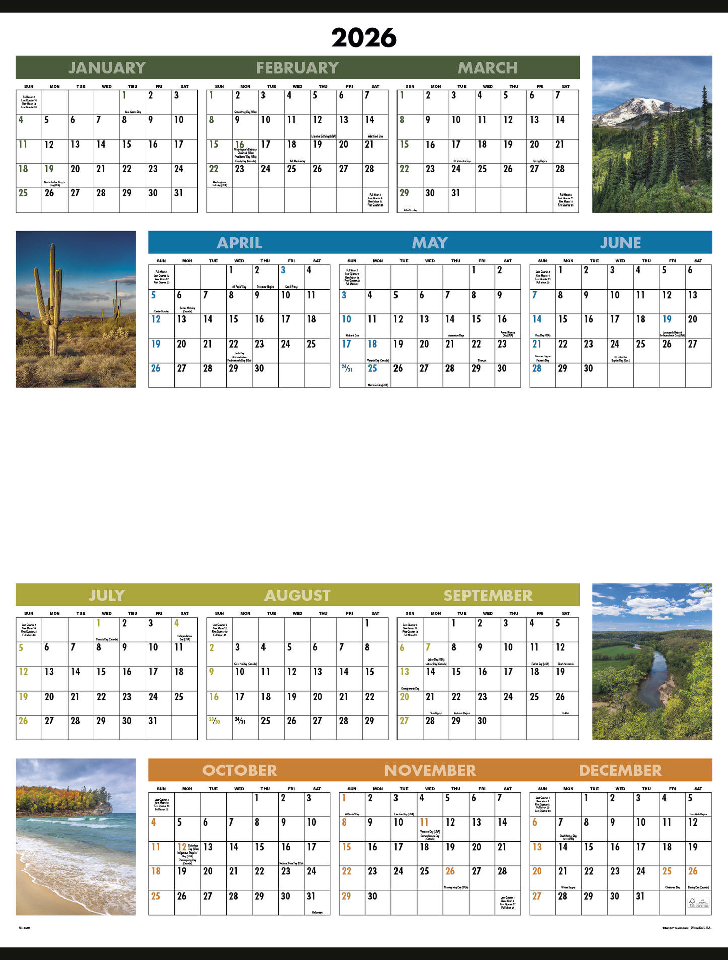 Triumph Calendars Scenic SpanAYear Calendar-6205