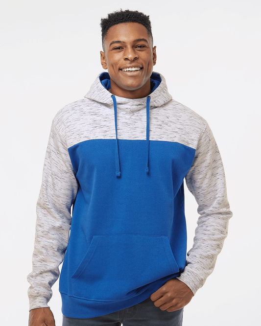 J. America Mélange Fleece Colorblocked Hooded Sweatshirt - 8676