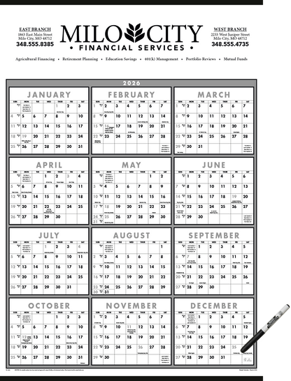 Triumph Calendars Black  White SpanAYear Laminated wMarker Calendar-6220